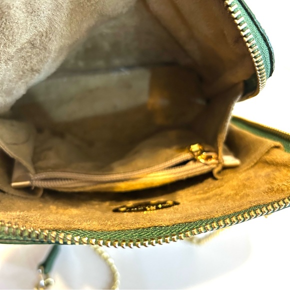 Pratesi Firenze Emerald Green Italian Leather Crossbody Bag w/Gold Chain - Picture 10 of 11